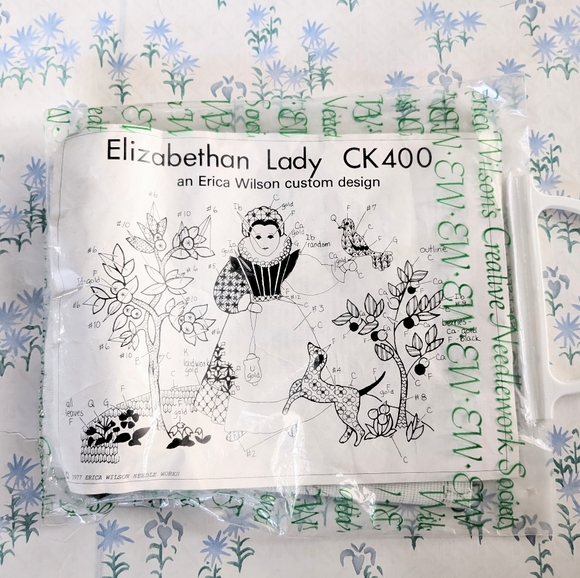 Vintage Erica Wilson Creative Needlework Elizabethan Lady Embroidery Kit 1977
